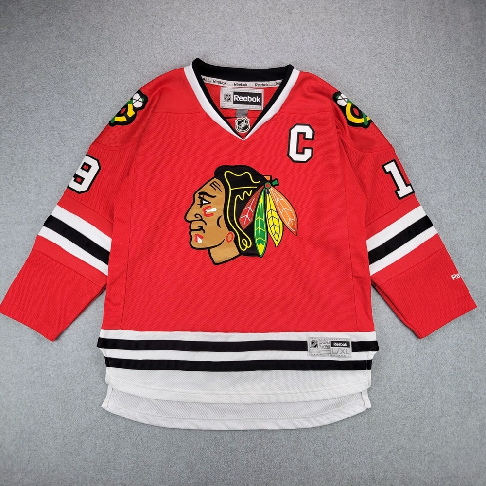 Reebok Chicago Blackhawks NHL Jersey Kids L/XL Red Toews 19 Captain C Patch